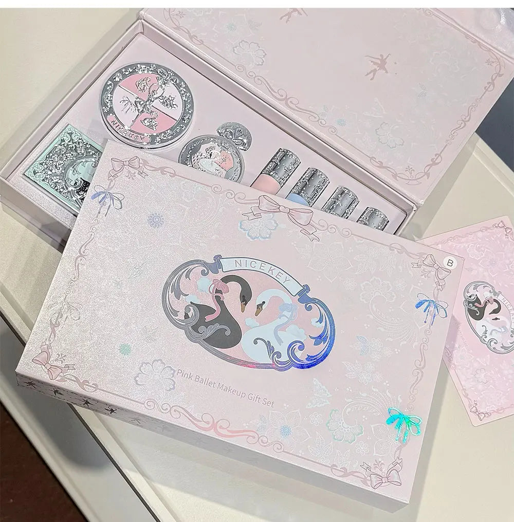 NICEKEY Face Makeup Sets Include 4 Lipgloss,1 Blush,1 Pressed Powder,1 Eyesshadow Palette,1 Contour Palette With Necklace Gift