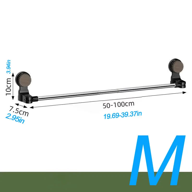 Retractable Suction Cup Wall Towel Rack no drilling Single Rod Towel Holder Kitchen Bathroom Organizer She