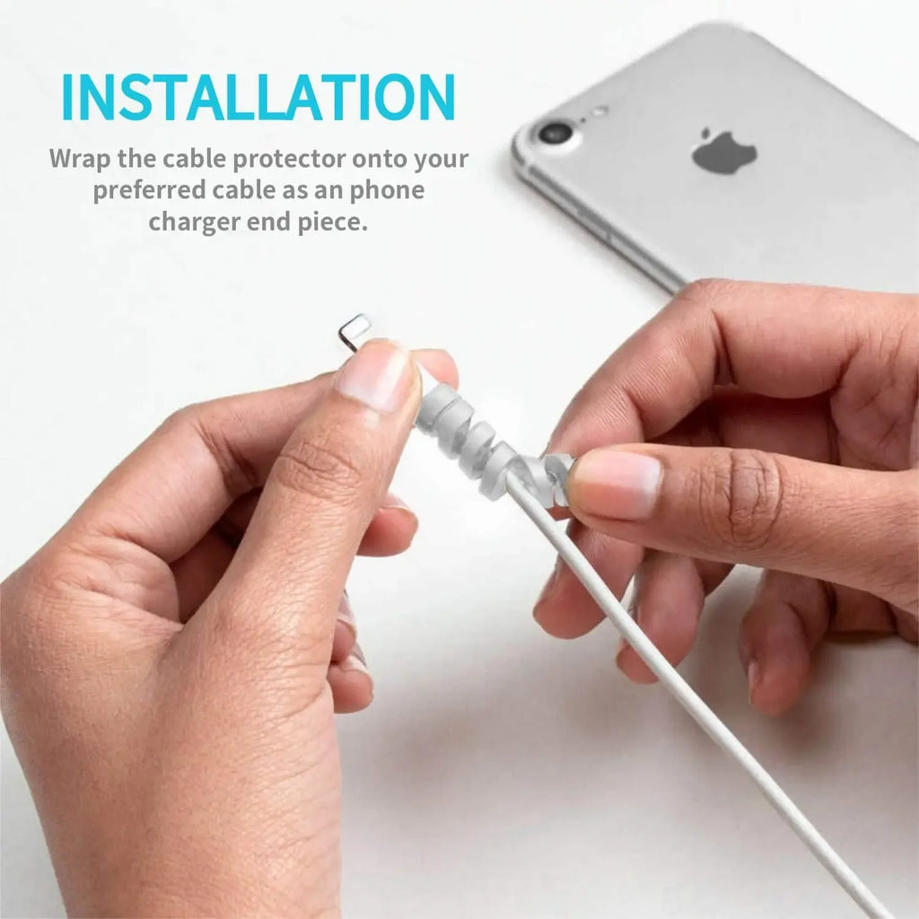 USB Cable Protector Charging Cable Spiral Silicone Protective Sleeve Wire End Cord Cover Savers for Phone Watch Charger Cable