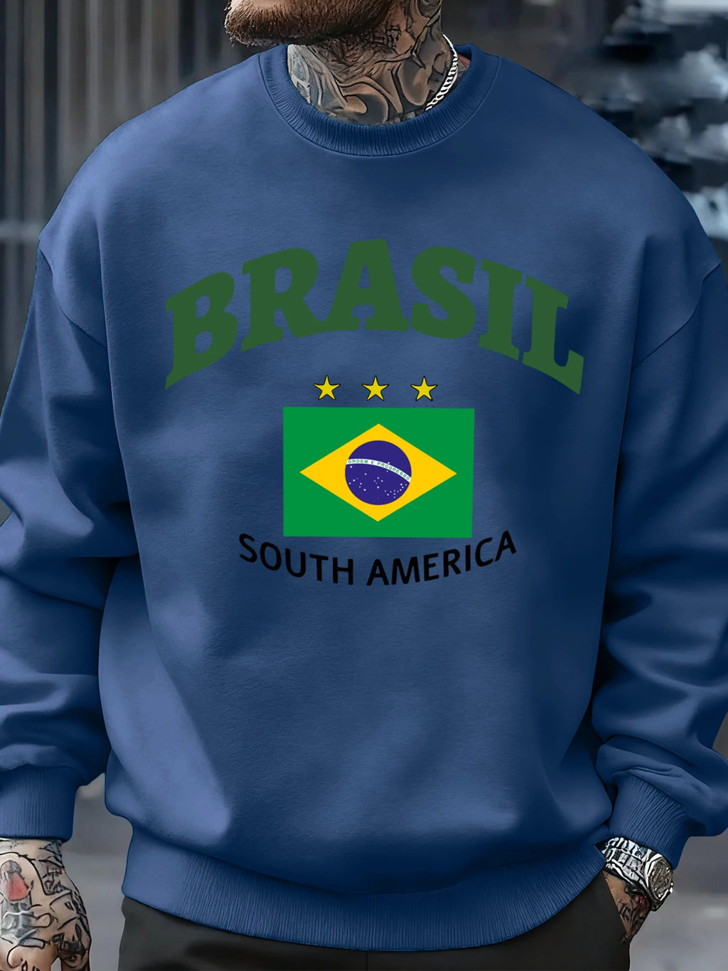 Brasil South America Prints Man Pullover Trendy Fleece Sweatshirt Autumn O-Neck Clothes Warm Milticolor Top Fashion Streetwear