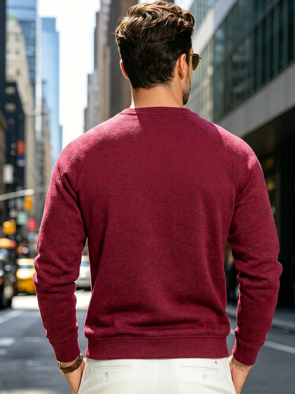 Autumn Winter Men's Crew Neck Heather Sweatshirt Reinforced Stitching Classic Heather Pullover For Work Casual