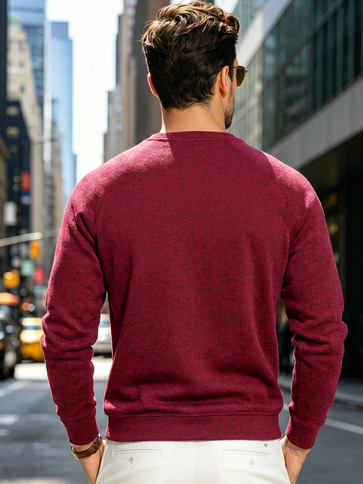 Autumn Winter Men's Crew Neck Heather Sweatshirt Reinforced Stitching Classic Heather Pullover For Work Casual