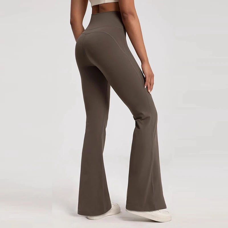 Women's High-Waisted Flared Pants with Elastic Waist Cinching Hip-Lifting for Fitness Exercise Casual Outdoor Yoga Trousers