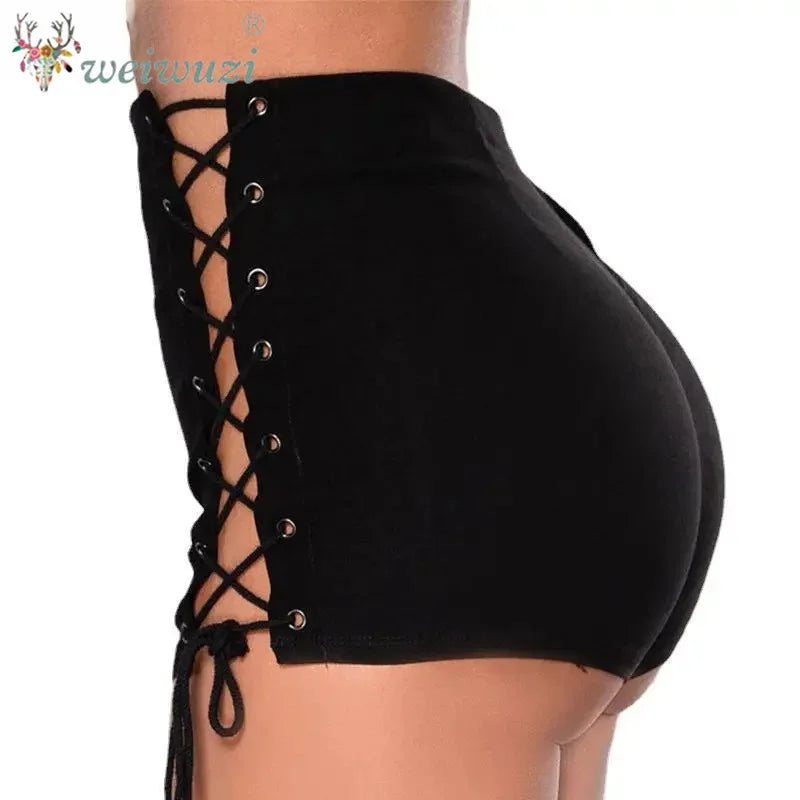 2026 New Women Fashion Sexy Lace Up Denim Shorts Slim Hight Waist Ripped Hot Pants Jeans Summer Nightclub Pole Dance DS Shorts
