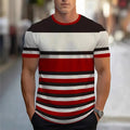 2026 Summer Men's 3D Stripe Print T-shirt Outdoor Breathable Sports Short Sleeve Trend Casual Oversized Streetwear Tops