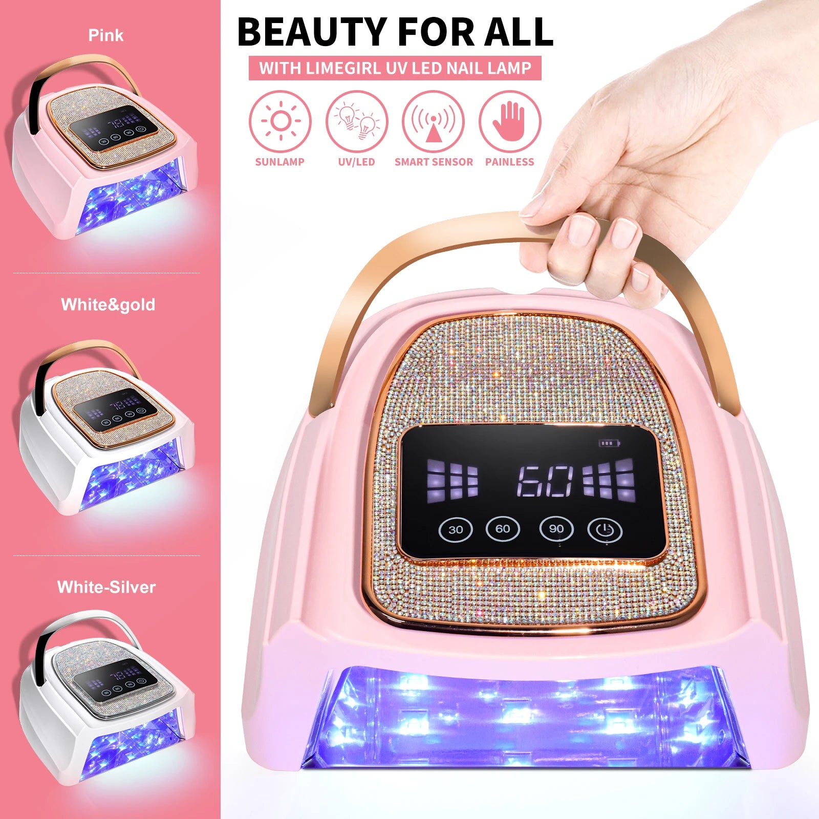 Professional UV LED Nail Lamp Rechargeable 30 LED Nail Dryer Suitable for All Gel Nail Polish Curing Lamps Manicure Salon Tools