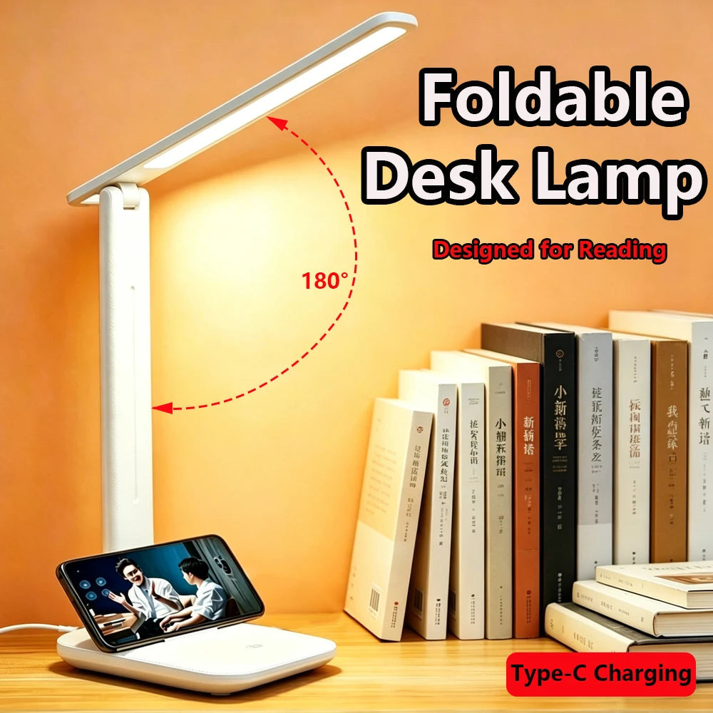 Flexible Dual Head LED Desk Lamp Eye Protection 3 Color Modes Brightness USB Rechargeable 360° Rotate Touch Control Office Study