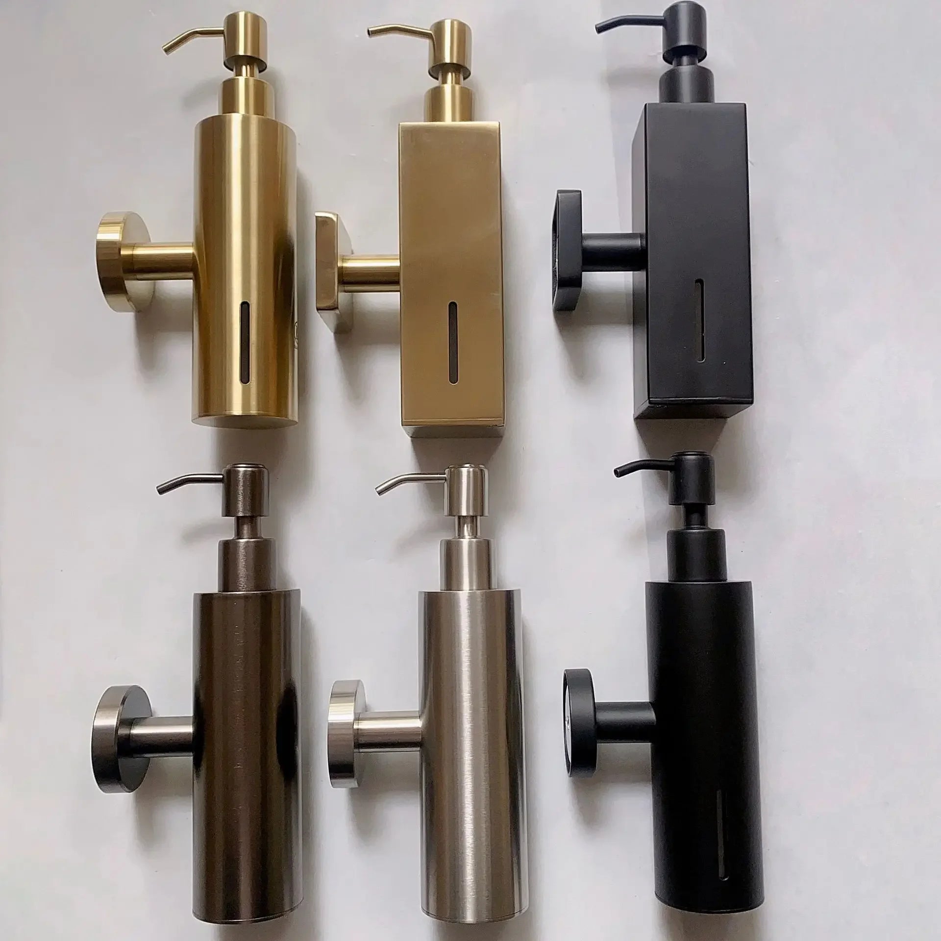 304 Brushed Stainless Steel Manual Soap Dispenser Wall Mounted Golden Black Square Round Soap Dispenser for Hotel Bathrooms
