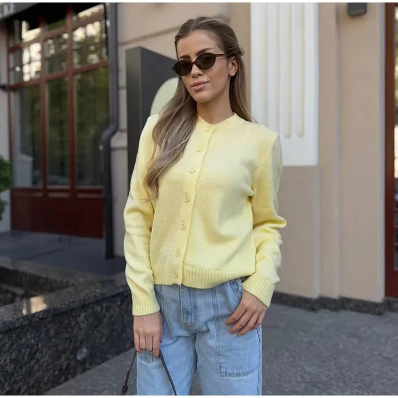 URBANCREW Marled Knit Cardigan — Cropped Casual Layer