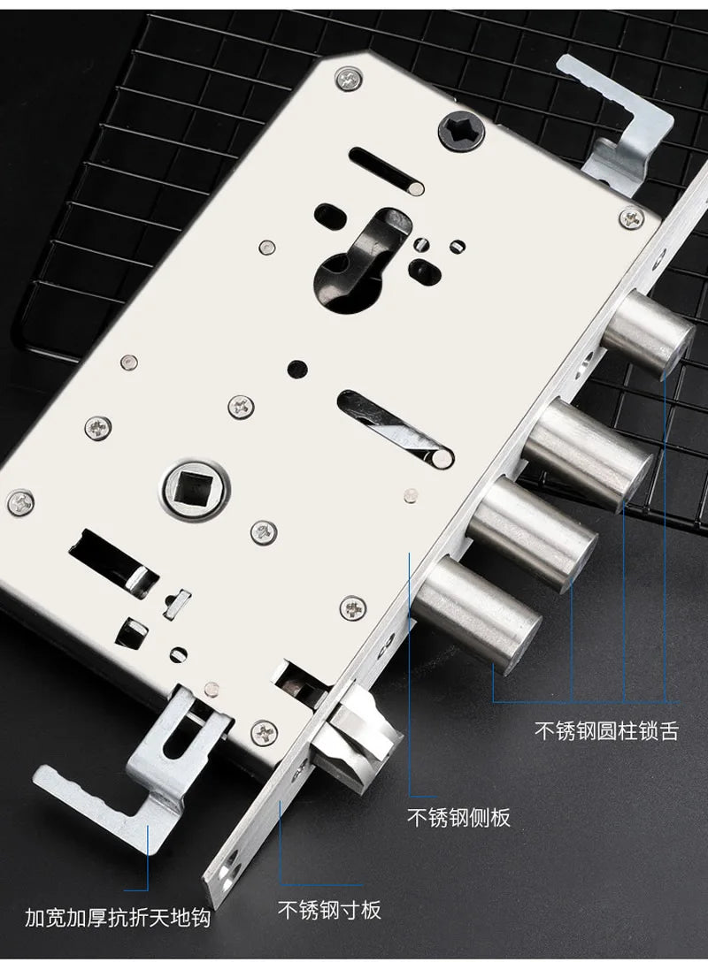 6068 304 Stainless Steel Security Door Lock Body Internal Gear Structure Anti Stuck for Smart Fingerprint Lock