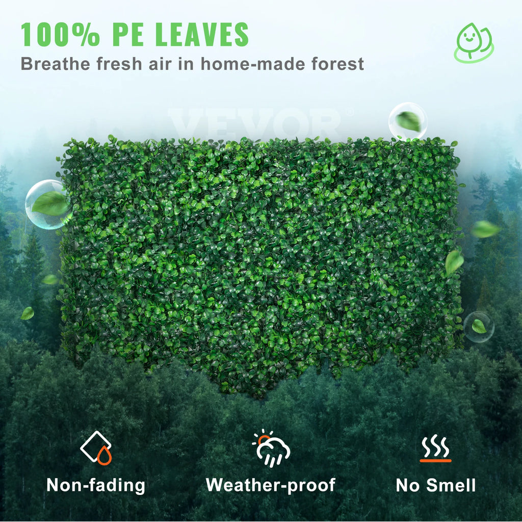 SucceBuy Artificial Boxwood Panel  24pcs 20x20/24x16 in Boxwood Hedge Wall Panels Artificial Grass Backdrop Wall Green Grass