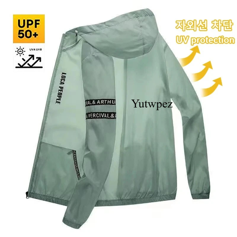 Outdoor Hiking UPF50+ Summer Sun Protection Running Men's Casual Quick-drying Bicycle Sports Hooded Jacket Thin Skin Windbreaker