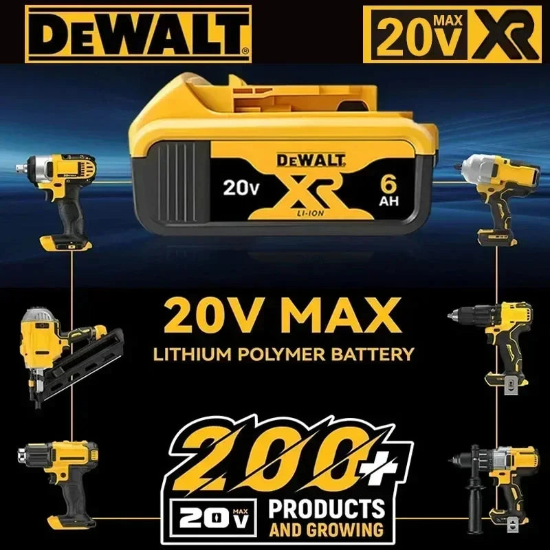 100% DEWALT Original 18V 20V 6.0AH 5Ah, DCB206, DCB205 With Fast Charging, 20V Lithium Battery, Power Tool Battery 20V Dewalt