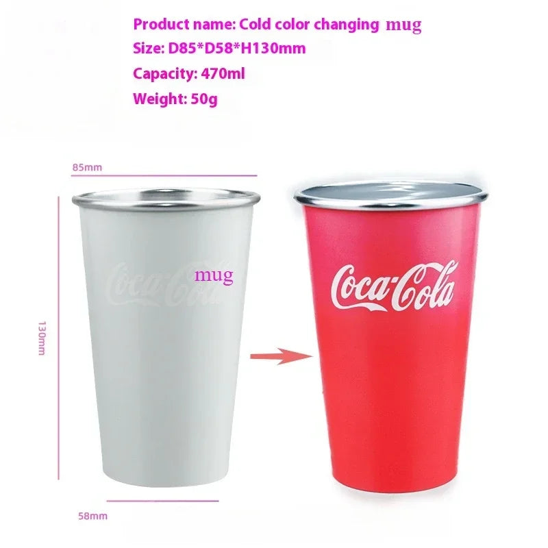 470Ml Portable Aluminum Color-changing Cup Cooling Color-changing Creative Water Cup Camping Cold Drink Gift