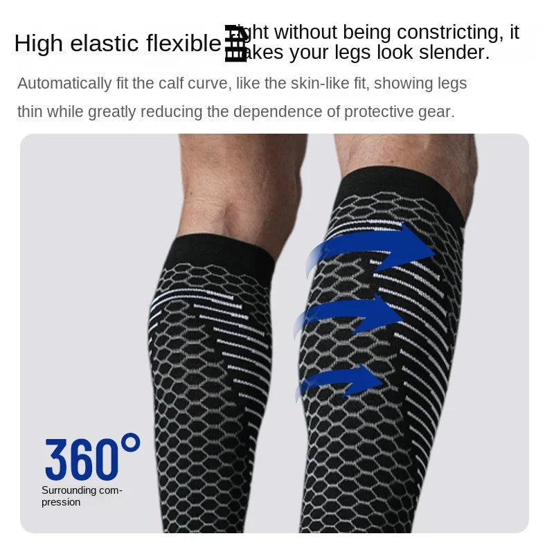 Sports Calf Compression Leg Sleeves for Running, Elastic Anti-Fatigue Shin Guards for Men Women Breathable Athletic Leg Support
