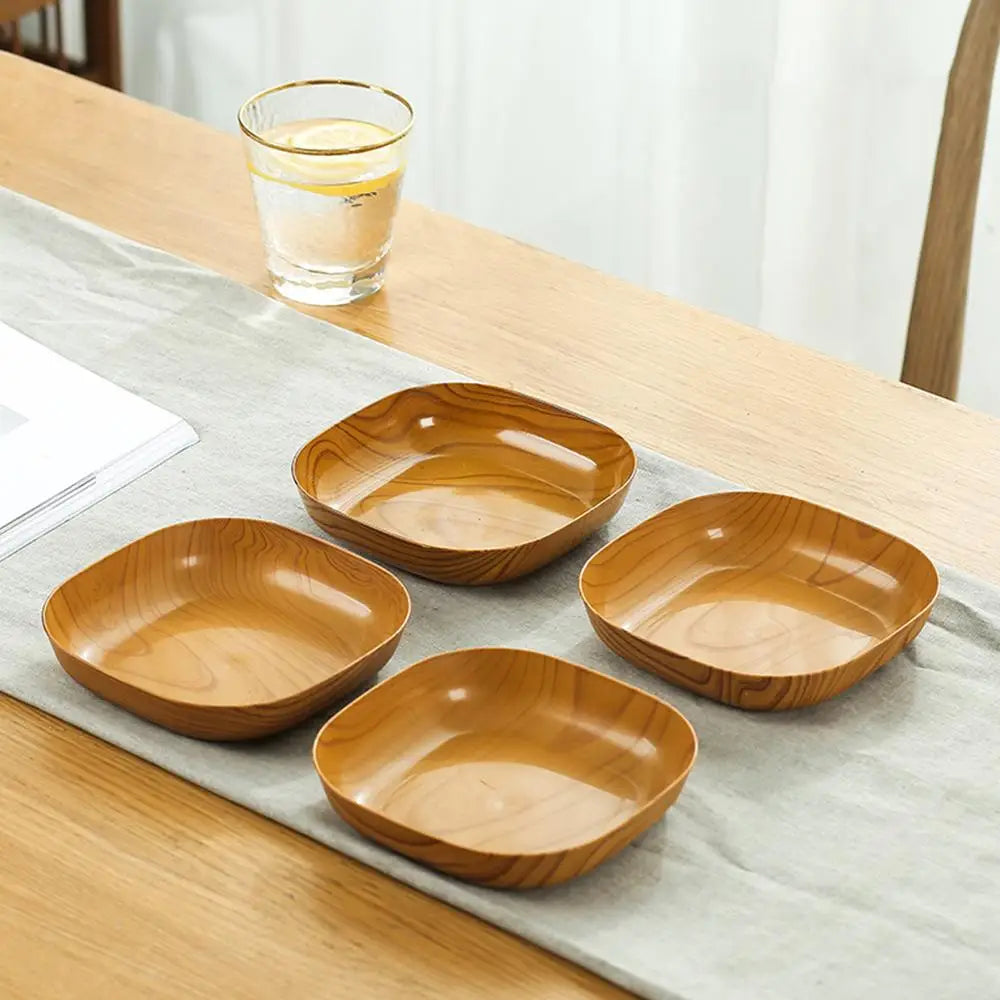 1/10/20Pcs Dish Kitchen Wood Grain Plastic Square Plate Dried Fruit Fruit Cake Snack Plates Snack Tableware Bowl Dish Dinnerware