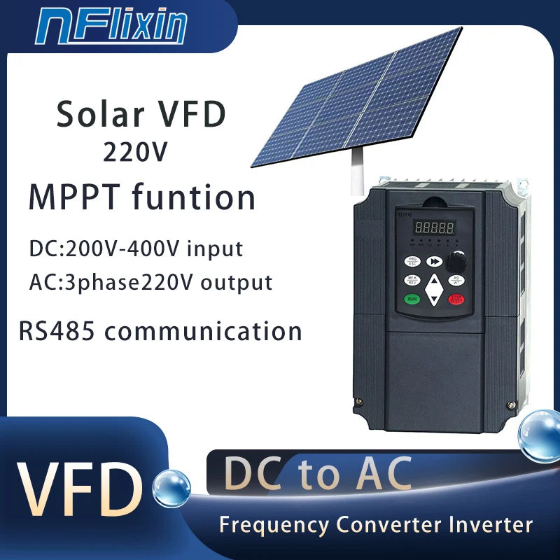 Solar VFD 0.75KW/1.5KW/2.2KW/4KW/5.5KW/7.5KW 220V  Variable Frequency Drive Converter inverter for motor Speed control