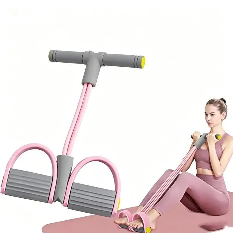 Yoga Pedal Resistance Bands 4-Tube Elastic Pull Rope Puller Fitness Gear for Physical Therapy Injury Recovery Training