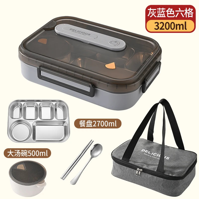 Portable Insulated Stainless Steel Lunch Box for Office Workers And Students Sealed Bento with Microwave Heating Food Container