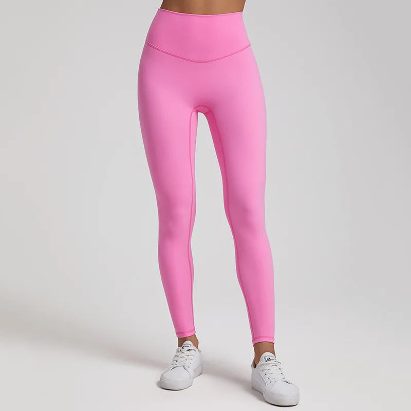 Solid Color Soft High Waist Yoga Legging Athletic Women Sport Pant Tight Butter Gym Fitness Workout Wear Training Compressible