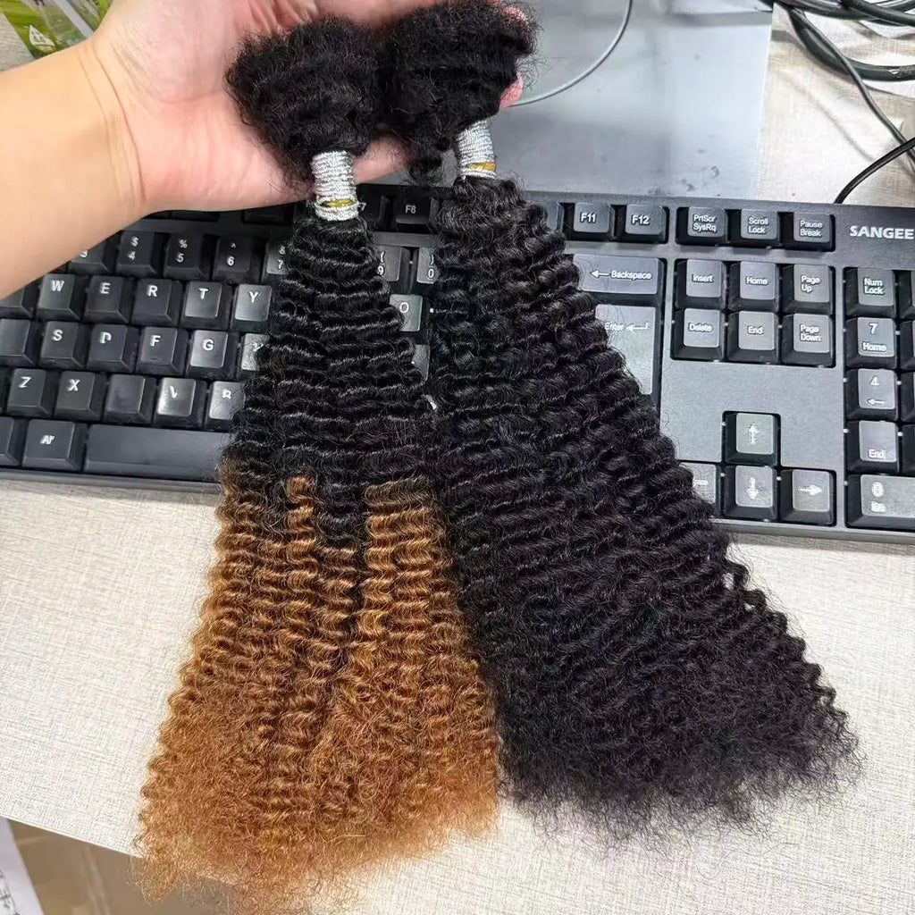 Mini Twist 4C Afro Kinky Curly Hair Bulk No Weft Crochet Human Hair Colored Bundles for Mini Braid Dreadlock Extension