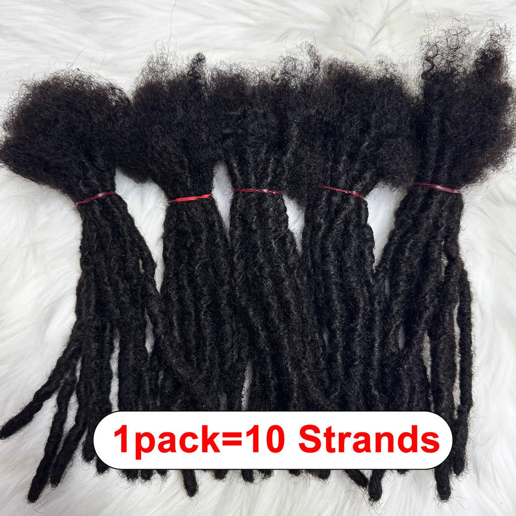 100% Real Human Hair Dreadlock Extensions for Crochet Braids 0.6cm Width Handmade Loc Extensions Human Hair for Men Women