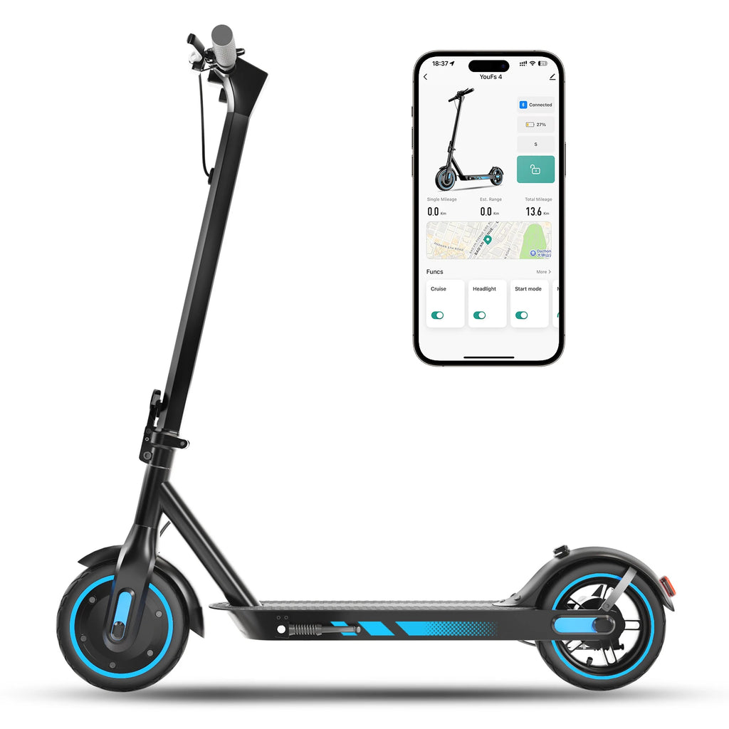 HiQiS V10 E-scooter 500W Motor 36V 10.5Ah 25 MPH Speed 22 Mile Range Foldable E-scooter 10 Inch Air Tire Electric Scooter