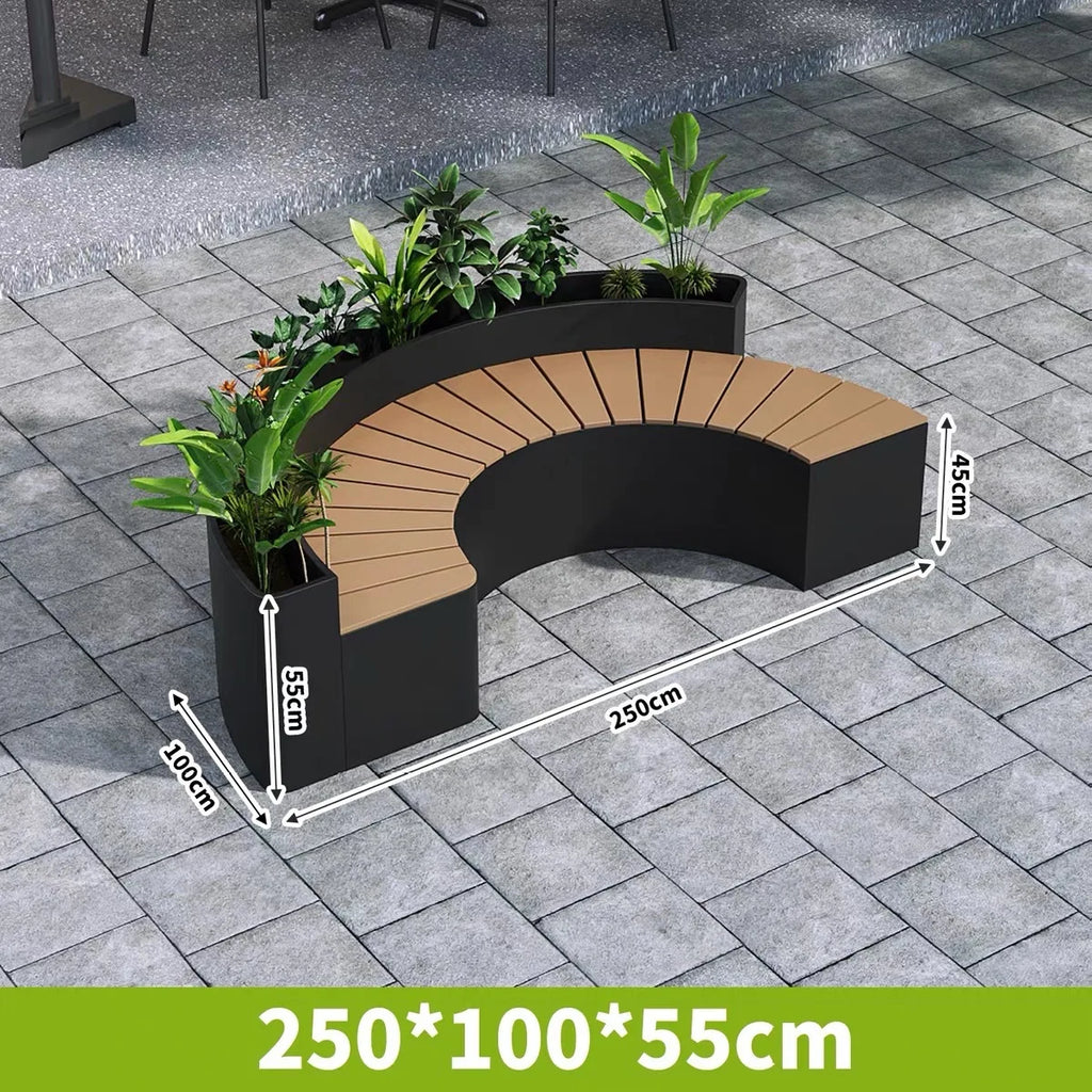 Outdoor Backrest Coffee Bar Stool Commercial Street Flower Box Seat Combination for Milk Tea Shop Leisure Sitting