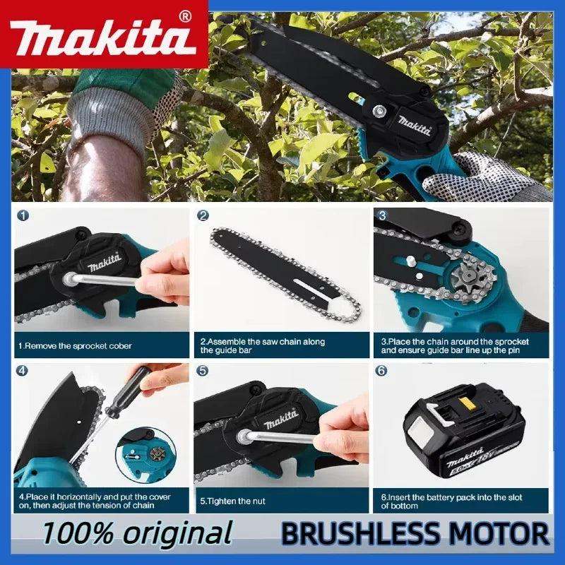 Makita  6 Inch  Wood Logging Chain saw  Chain Saw Electric Saw Handheld PortableGarden Pruning Wood Power Tool