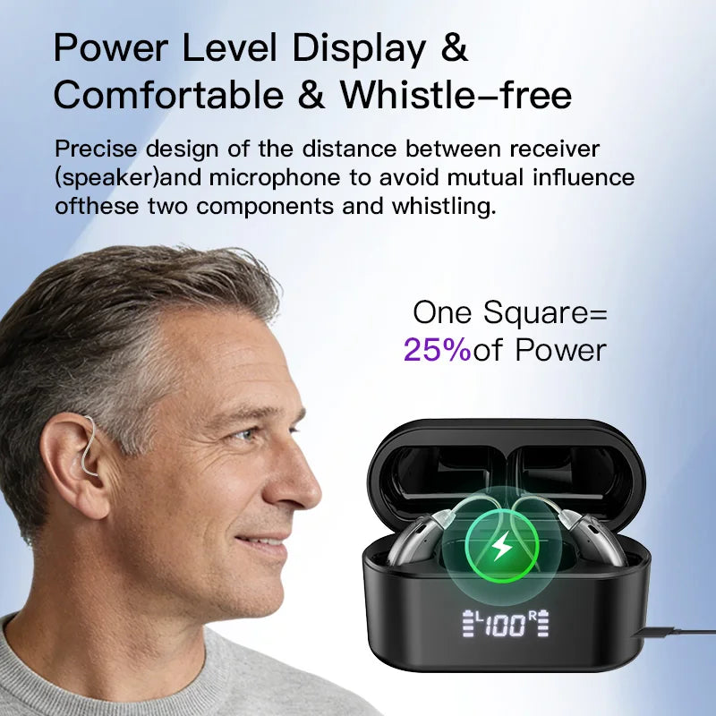 Banglijian OTC Hearing Aid, Bluetooth & App, Large Charging Case, Smart Noise Cancelling for Seniors & Hearing Impaired