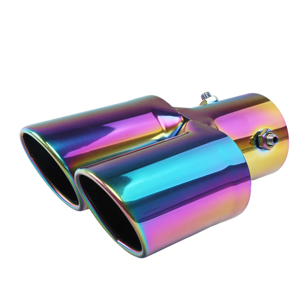 Universal Dual Exhaust Tip Stainless Steel Slant Cut Tip for Car Exhaust Pipe Extension Modification Decoration Muffler Tailpipe