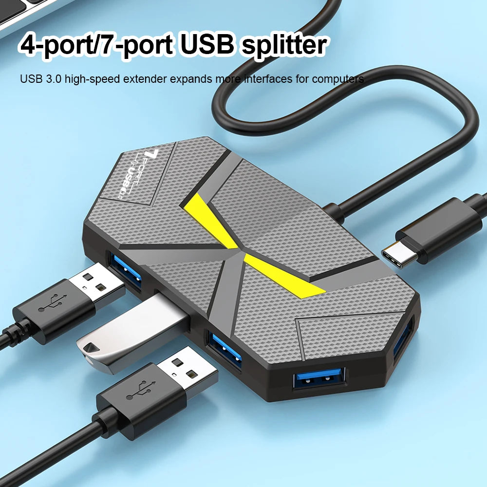 7-in-1 USB Docking Stations USB 3.0 HUB USB Splitter Adapter OTG 5Gbps High Speed Transmission TYPE C Power Supply For PC Laptop
