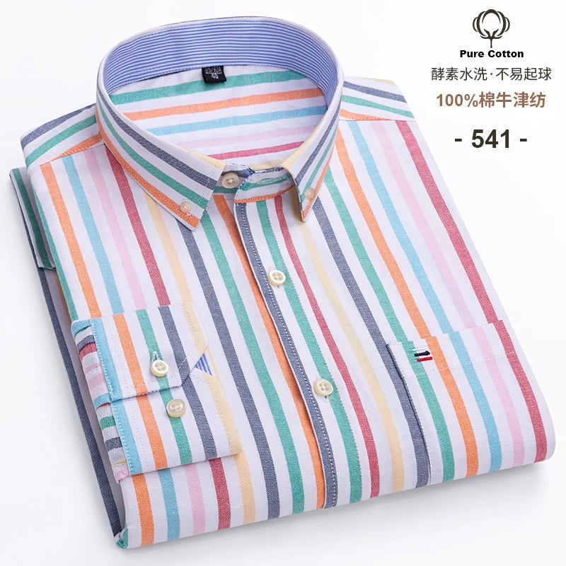 2024 Fashion Men Work Business Brand Shirt Mens Plaid Cotton Casual Dress Shirts Slim Fit Long Sleeve Button Down  Chemise Homme