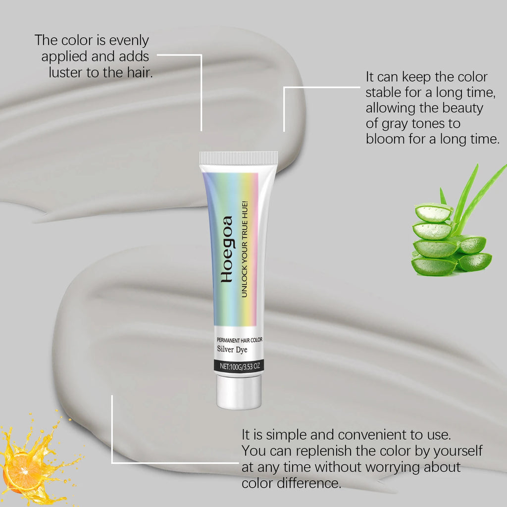 Gray Hair Dye Cream Home DIY Smoky Silver Hair Coloring Cream Nourishing Moisturizing Long Lasting Colorant Root Touch Up Fashion Hairs Color For Men Women