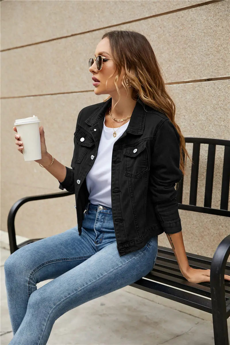 2025 Fashion Slim Fit Lapel Denim Jacket Europe and America