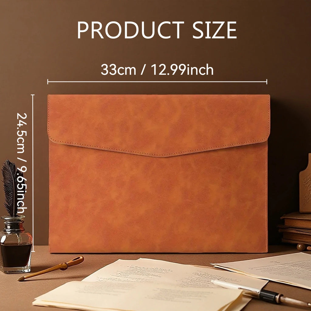 Customized Name PU Leather A4 Document Bag, 5 Colors, File Folder for Office & Travel, Stylish Organizer