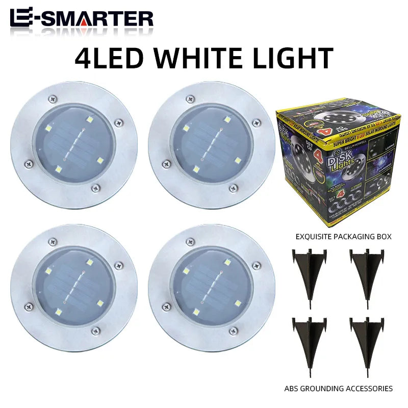 4/8LED Solar Underground Light Solar Power Disk Lamp Waterproof Outdoor Spotlight Buried Deck Light Lawn Garden Decoration