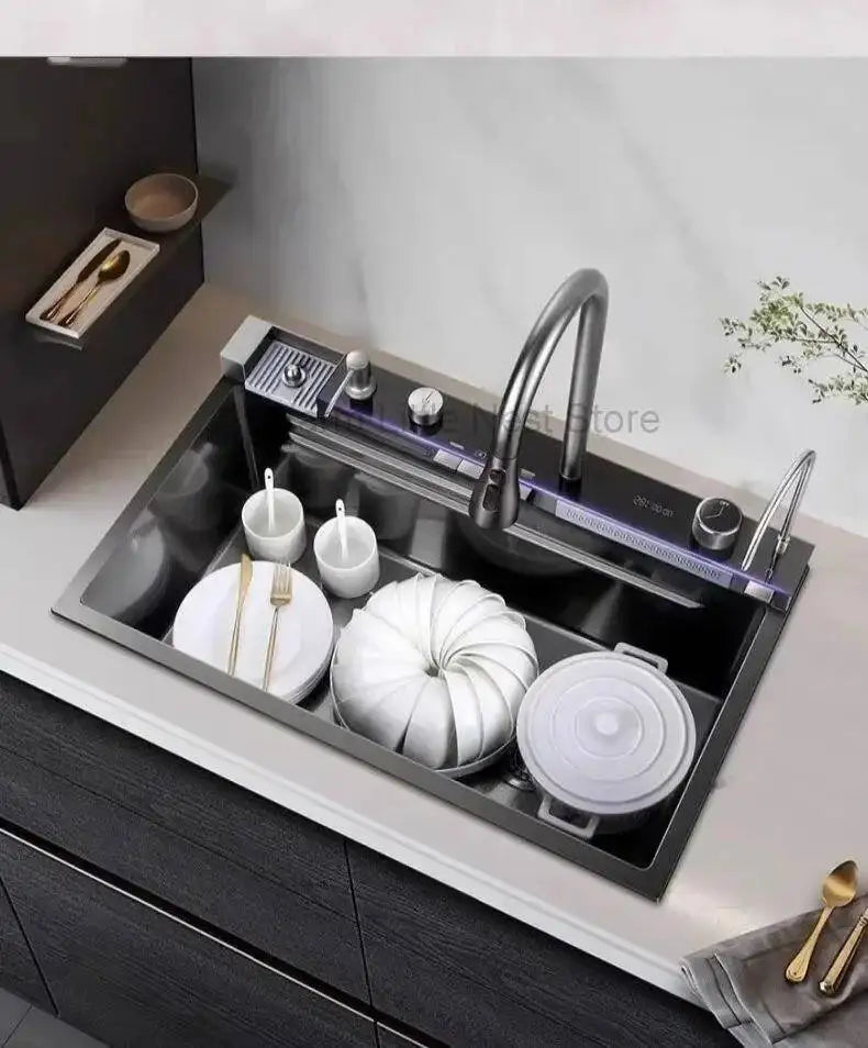 Smart Creative Kitchen Sinks for Apartments Modern Metal Multi-functional Sinks Luxury Household Kitchen Sinks for Rental Houses