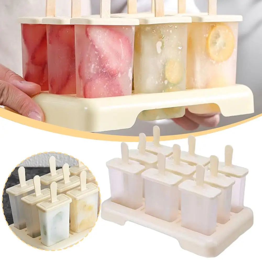Popsicle Molds 9PCS Popsicle Maker Easy Release Popsicle Mold DIY Homemade Ice Box with Plastic Stick Kitchen Gadgets