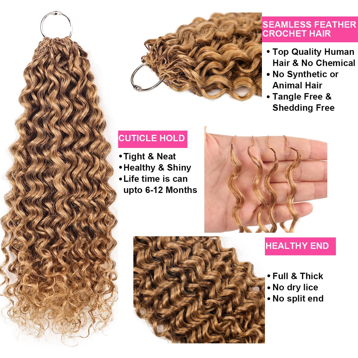 Honey Blonde Water Wave Crochet Hair – Pre-Separated Style