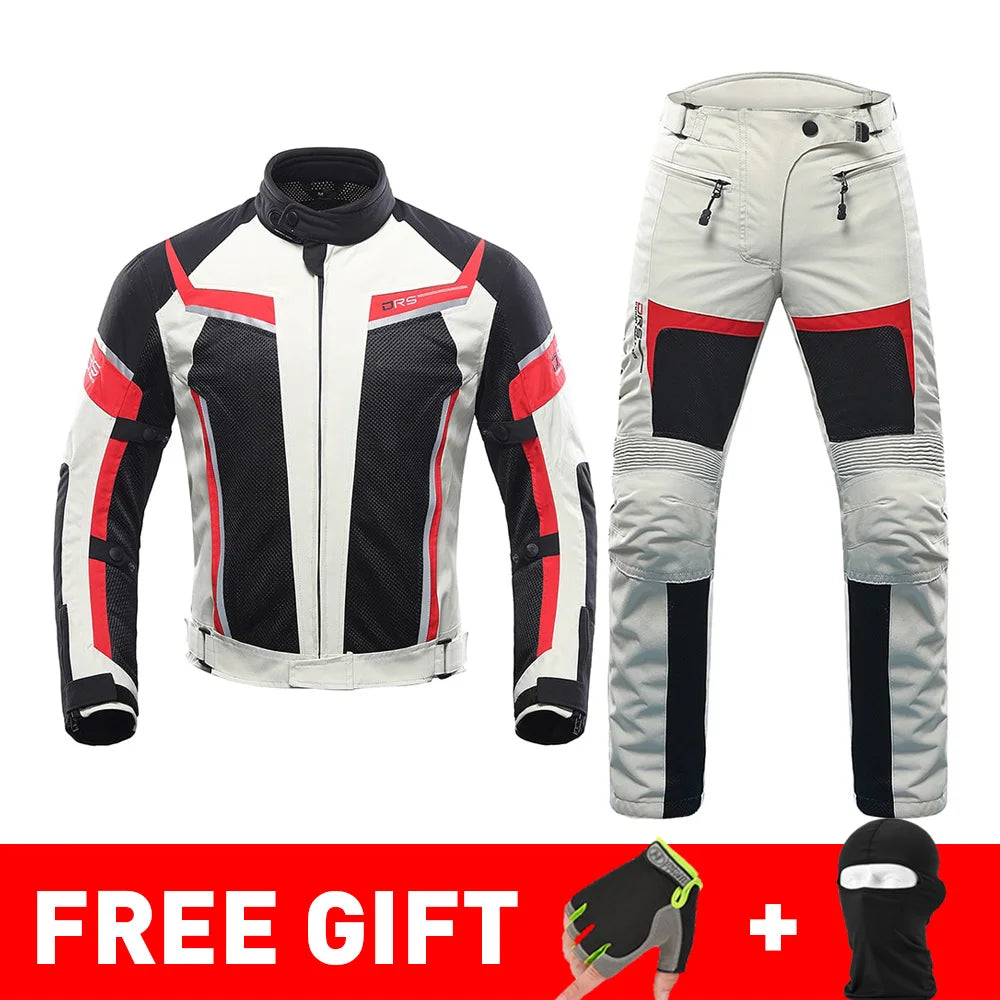 DUHAN Summer Motorcycle Jacket Man Riding Jacket + Motorcycle Pants Suit Breathable Mesh Jacket Moto Pants Suit 9 Style