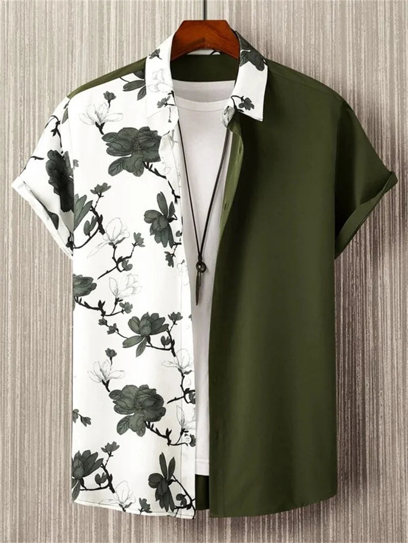 Summer Hawaiian Flower 3D Shirt Plant Printed Men's Clothing Street Loose 3XL Men's Top Trendy Beach Party Social Clothing Tops