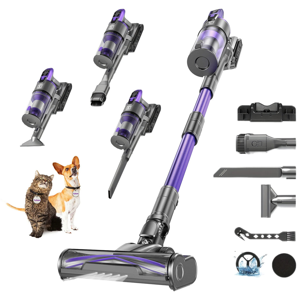 Yanhama 650W 75000PA Powerful Cordless Vacuum Cleaner, Handheld Self-Standing Vacuum 70 Mins Runtime for Floor Carpet Pet Hair