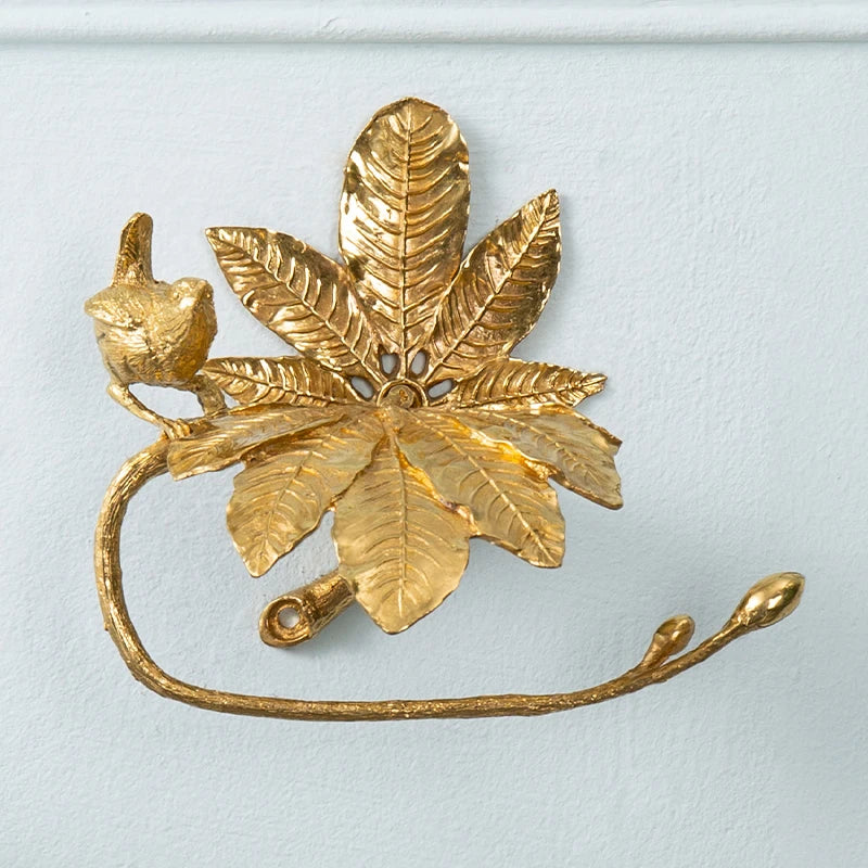Copper Leaf Bird Tissue Holder Metal Napkin Holder Toilet Paper Holders Wall Mounted Paper Towel Holders Tissue Storage Rack