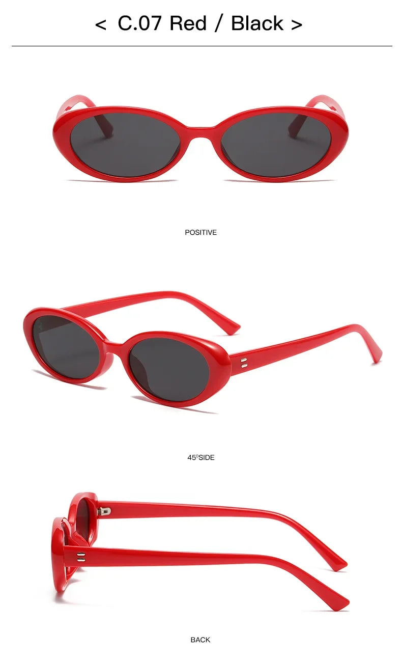 Vintage Oval Sunglasses Women Luxury Brand Designer Small Oval Sun Glasses Retro Men Rivets Sun Glasses Oculus