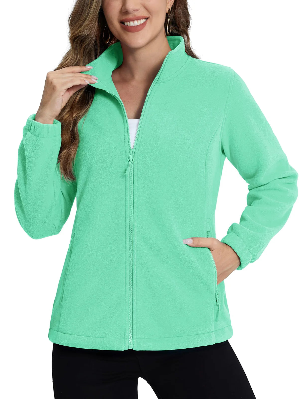 TACVASEN Women's Winter Fleece Jacket Lightweight Full Zip Sweatshirts Coat Casual Zipper Soft Warm Sweaters Outwear Female