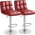 Furmax Set of 2 Modern PU Leather Swivel Adjustable Hydraulic Bar Stools White