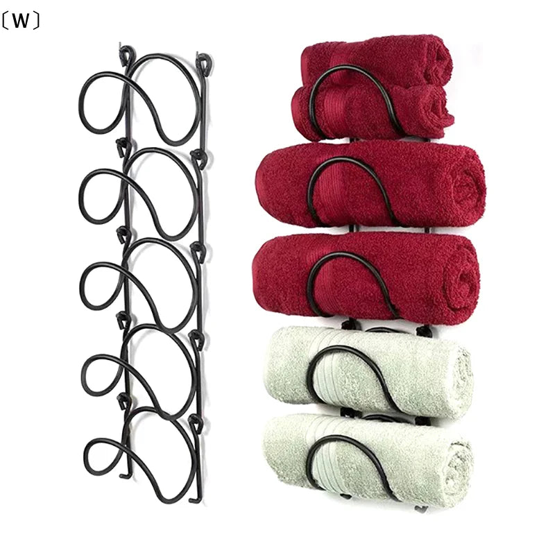 〔W〕Wrought Iron Metal Towel Rack For Bathroom Wall Decor, Curved Finish Bathroom Organizer〔Winter1〕
