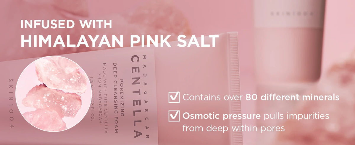 SKIN1004 Poremizing Deep Cleansing Foam Korean Face Cleanser Pink Salt Gentle Exfoliate Soothing Centella Asiatica Face Cleanser