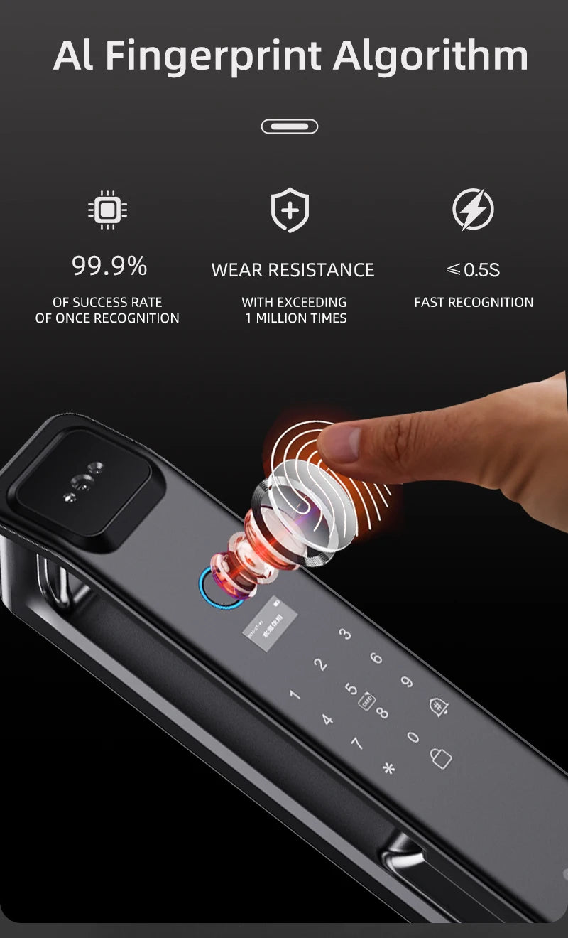 EGFirtor Password Door Lock Face Recognition Fingerprint Lock with Camera Biometric Smart Digit Lock